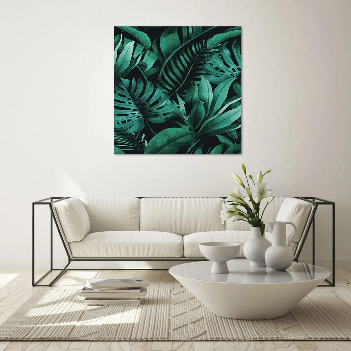 Glastavla - Bild på glas - Tropiska grönskans djup - 60x60 cm