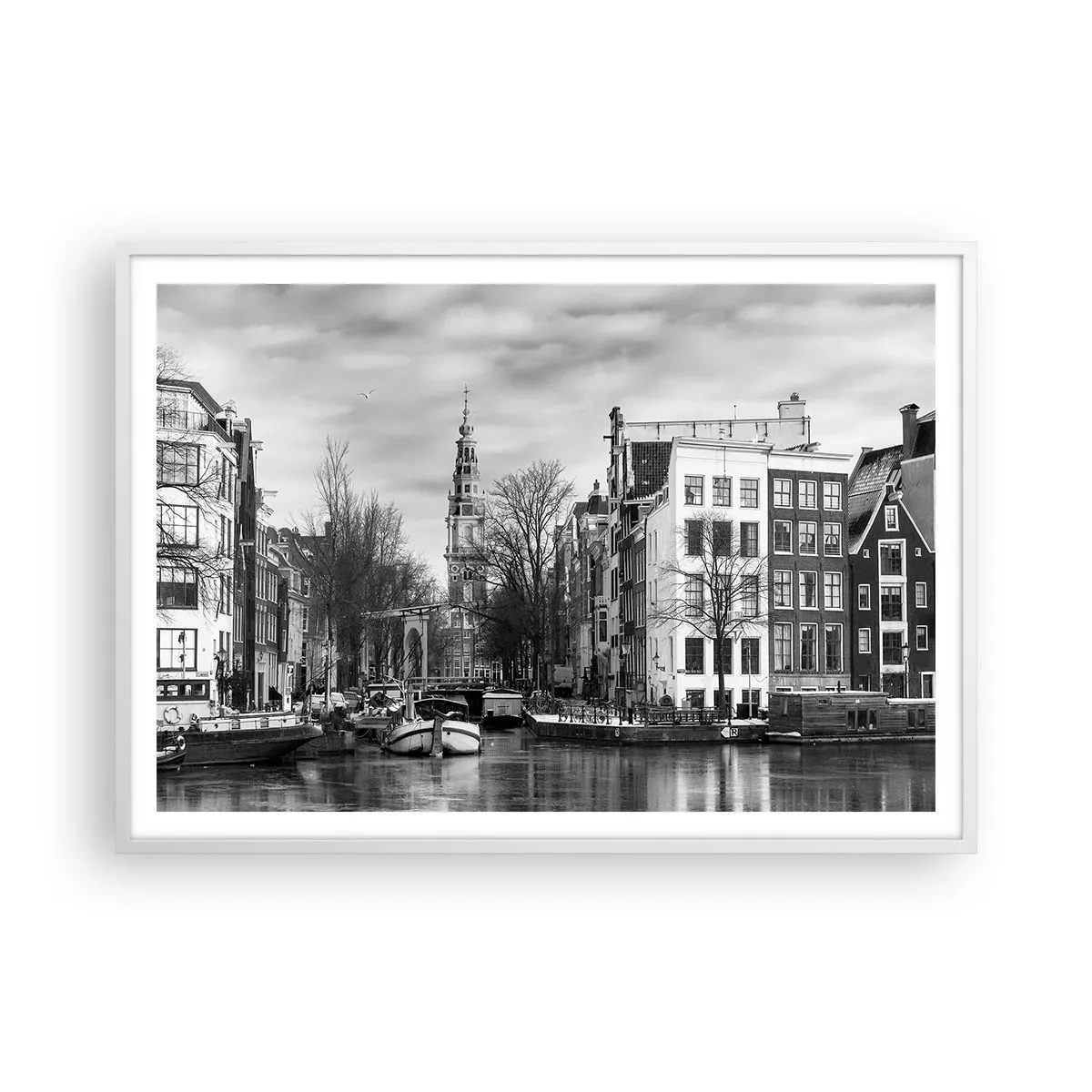 Affisch i vit ram - Amsterdam stämning - 100x70 cm