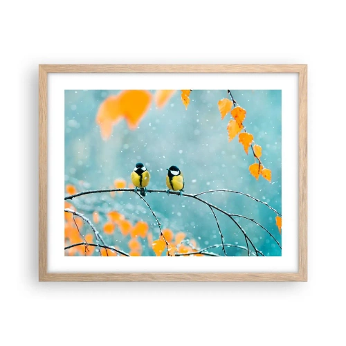 Affisch i ram av ljusek - Fåglarnas skvaller - 50x40 cm