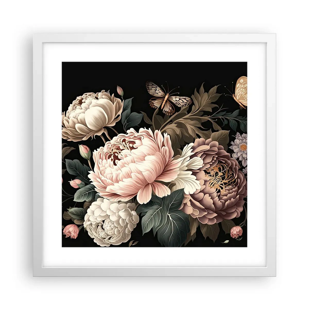 Affisch i vit ram - I barockstil - 40x40 cm