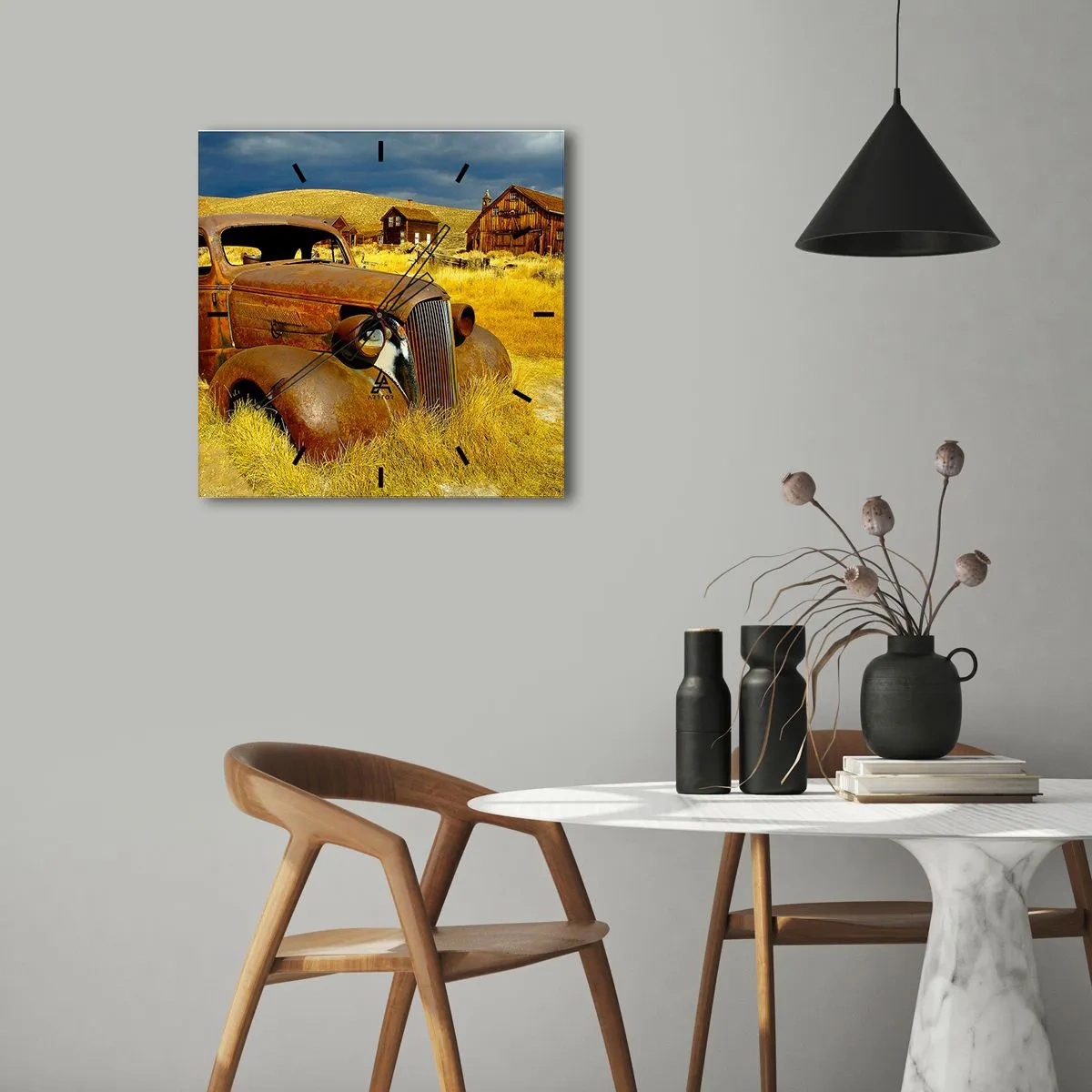Väggklocka - Klocka på glas - Välförtjänt vila - 30x30 cm