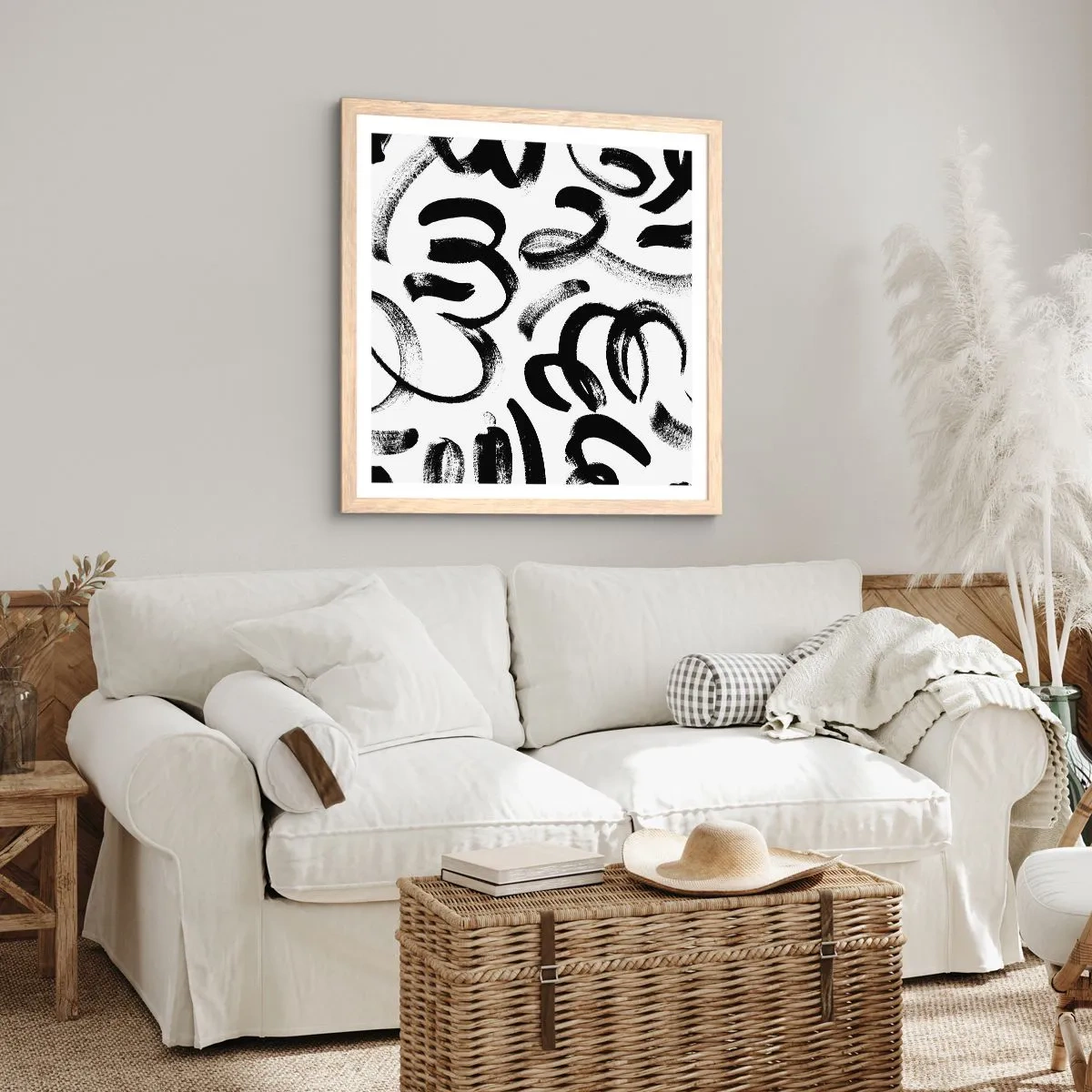 Affisch i ram av ljusek - Svart på vitt - 60x60 cm