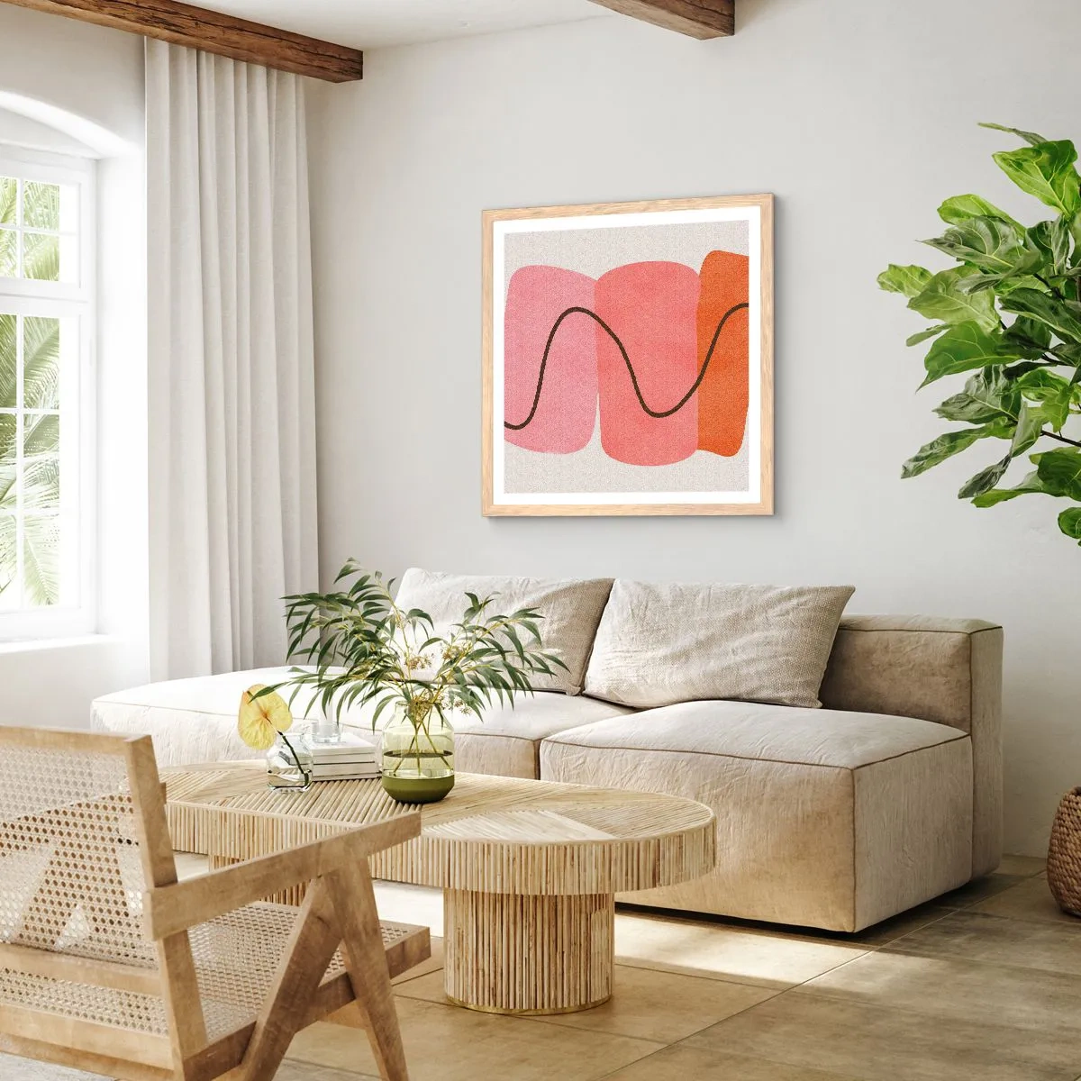 Affisch i ram av ljusek - Formernas mjuka rörelse - 30x30 cm