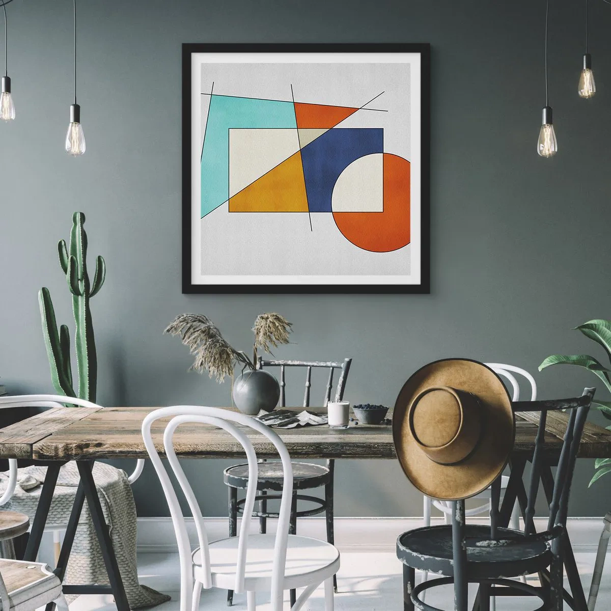 Affisch i svart ram - Abstraktion: modernistiskt nöje - 30x30 cm