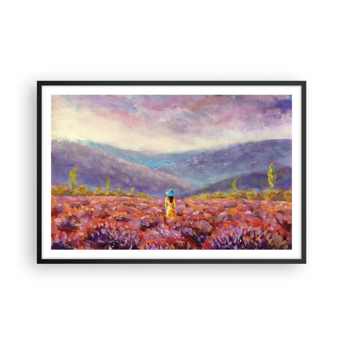 Affisch i svart ram - I lavendelsvärld - 91x61 cm