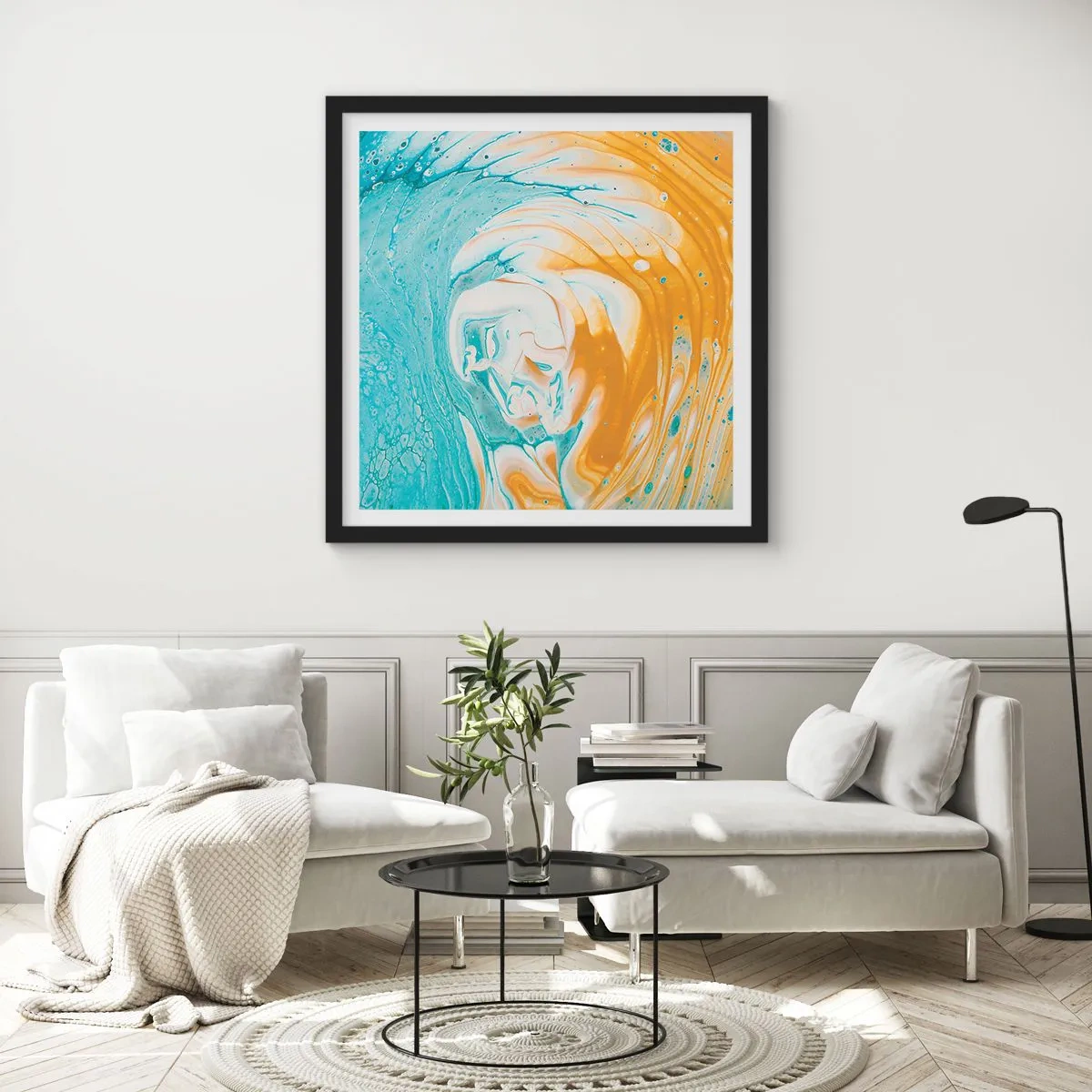 Affisch i svart ram - Pastellfärgad virvel - 60x60 cm