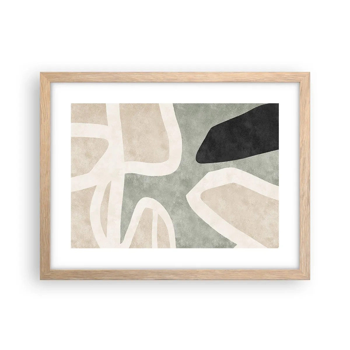 Affisch i ram av ljusek - Komposition med svart motiv - 40x30 cm