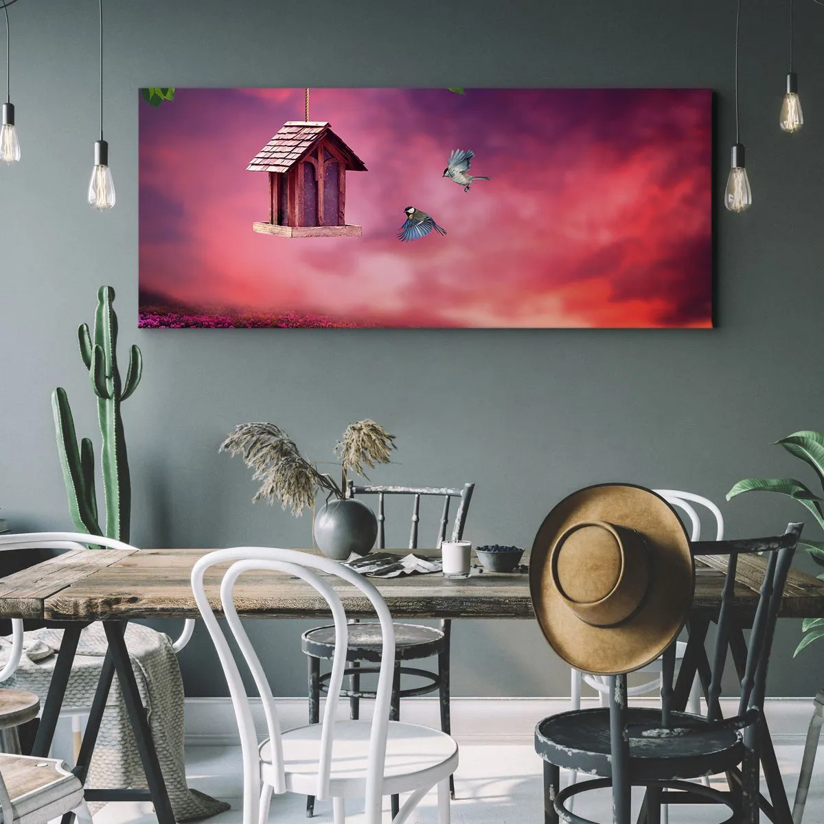 Canvastavla - Bild på duk - Inbjudan till middag - 160x50 cm