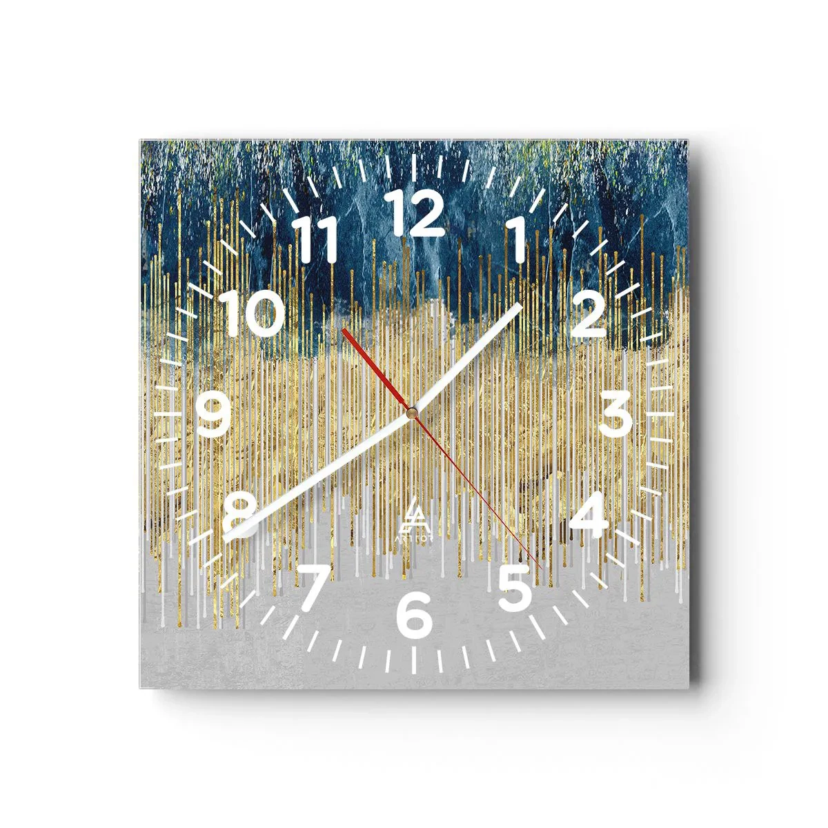 Väggklocka - Klocka på glas - Förgylld gräns - 40x40 cm