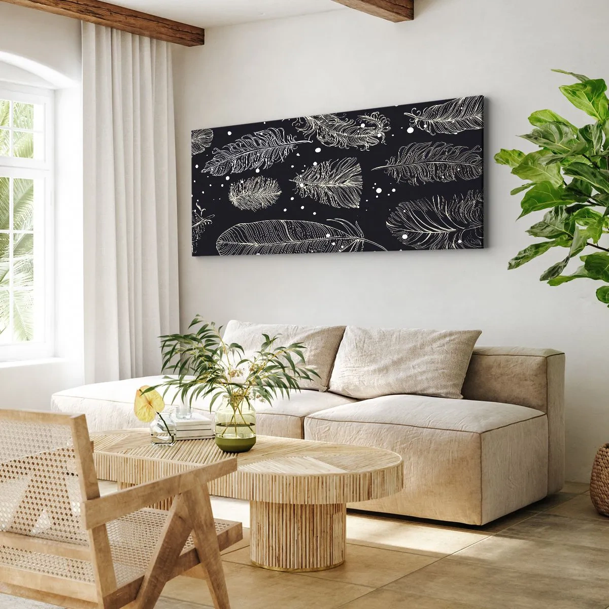 Canvastavla - Bild på duk - Fjäderspets - 140x50 cm