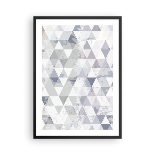 Affisch i svart ram - Geometriskt mönster av trianglar i grå nyanser - 50x70cm - Trianglar - Modern väggdekoration för vardagsrum och sovrum ARTTOR