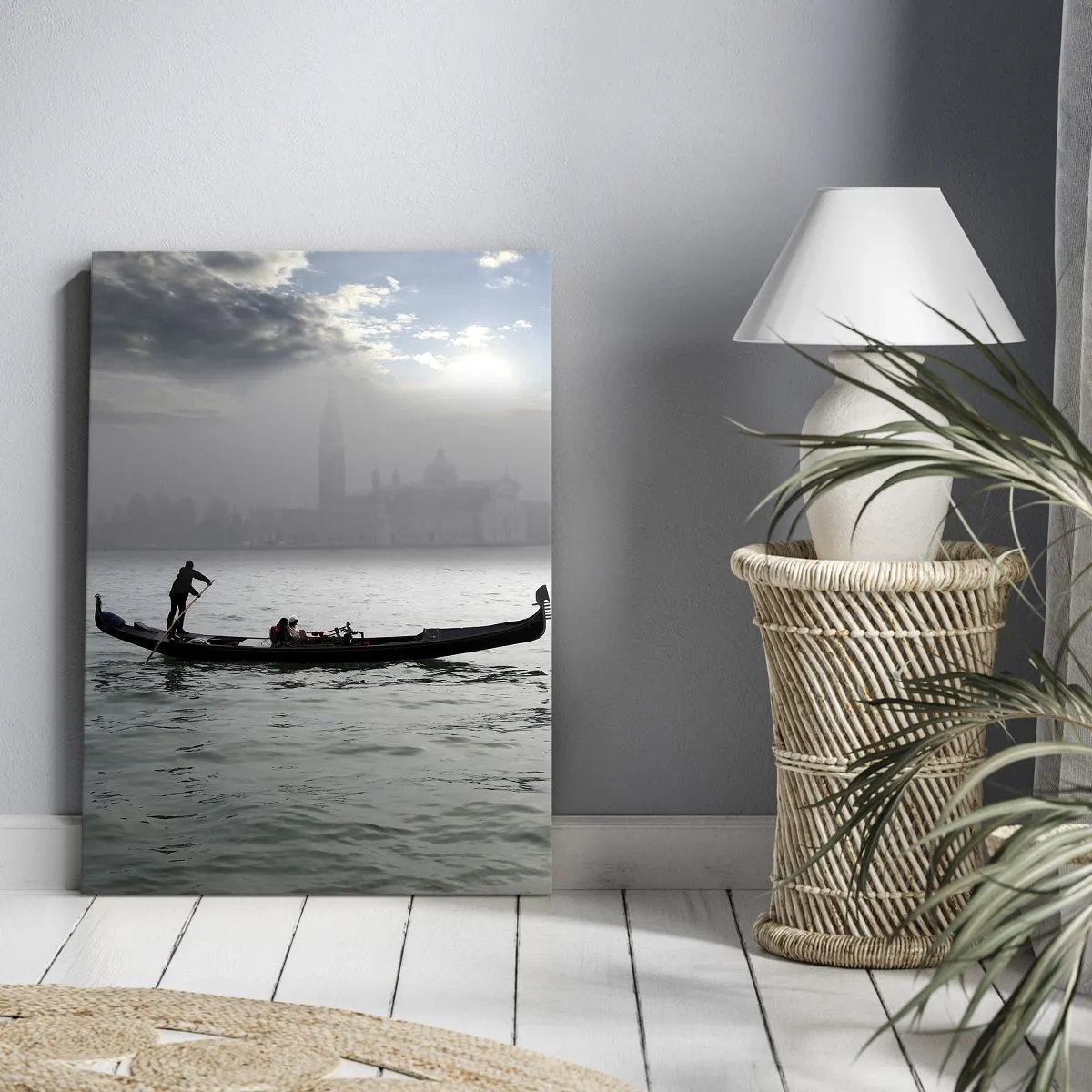 Canvastavla - Bild på duk - Sagostad ur vatten och dimma - 50x70 cm