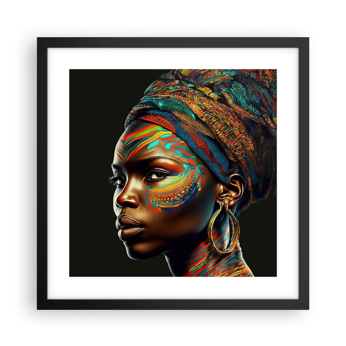 Affisch i svart ram - Afrikansk drottning - 40x40 cm