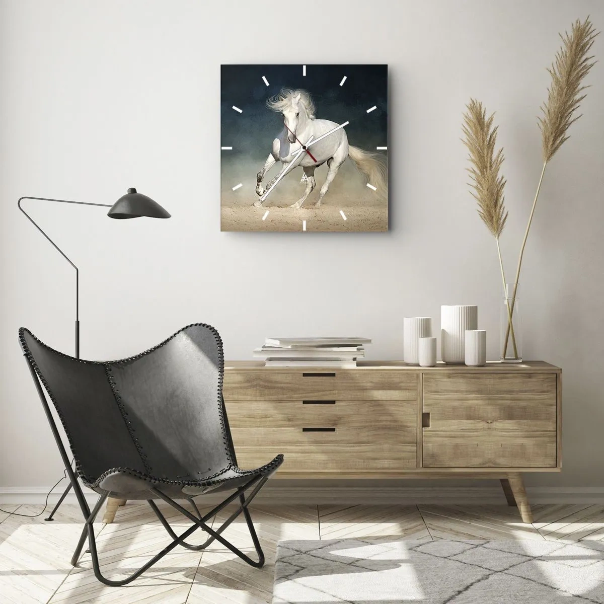 Väggklocka - Klocka på glas - Frihet i ett rent tillstånd - 40x40 cm