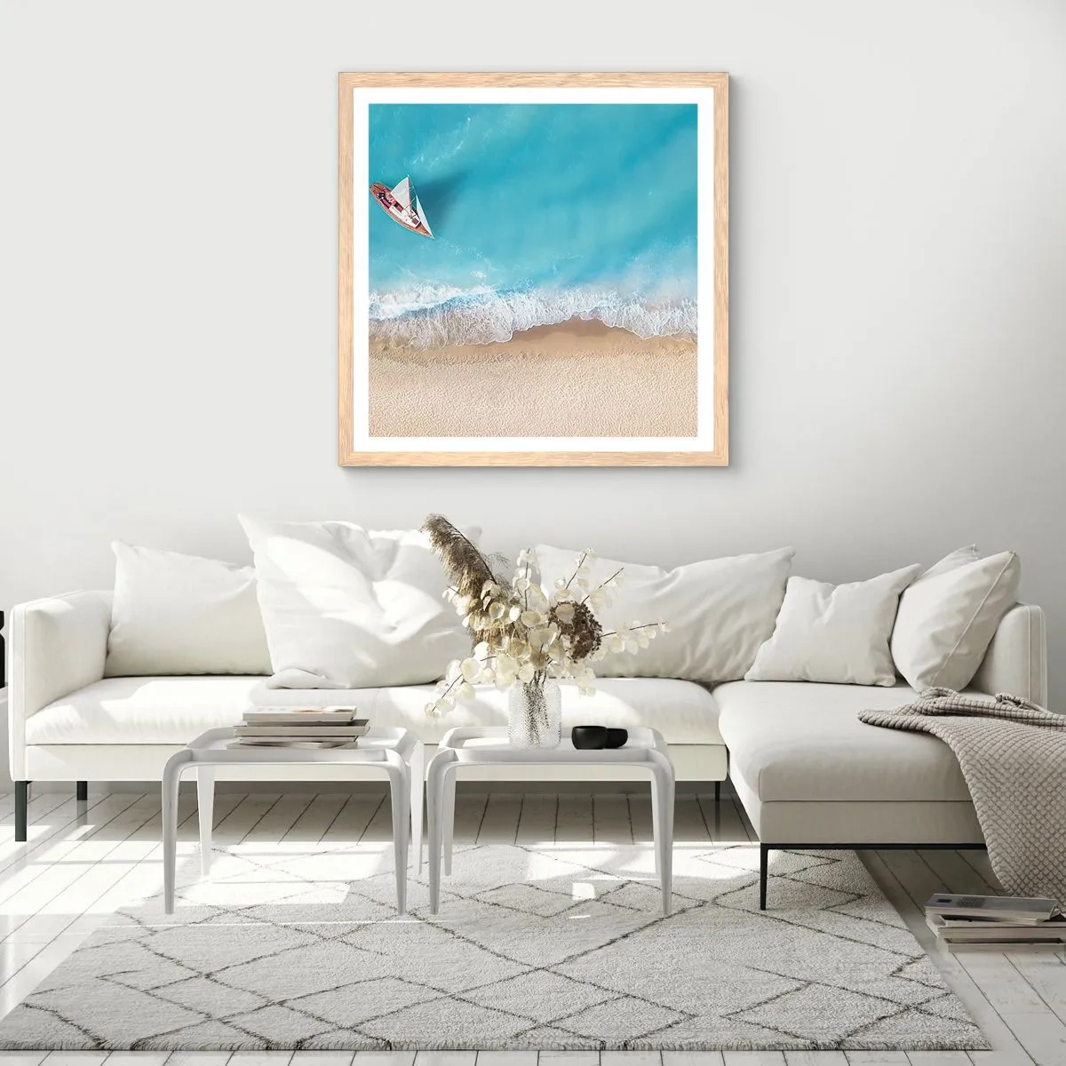 Affisch i ram av ljusek - På gränsen mellan blå och guld - 50x50 cm