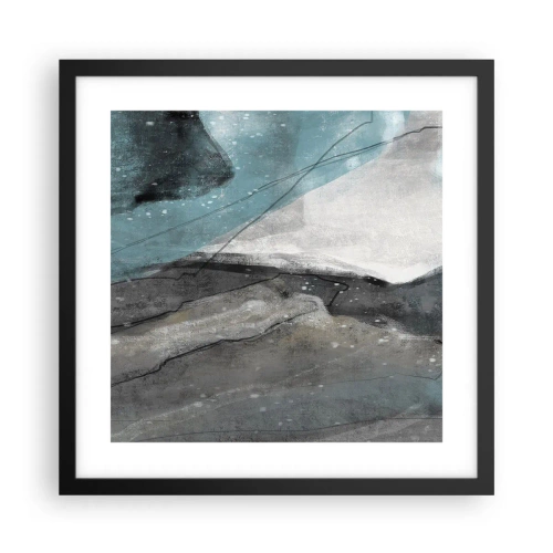 Affisch i svart ram - Abstraktion: stenar och is - 40x40 cm