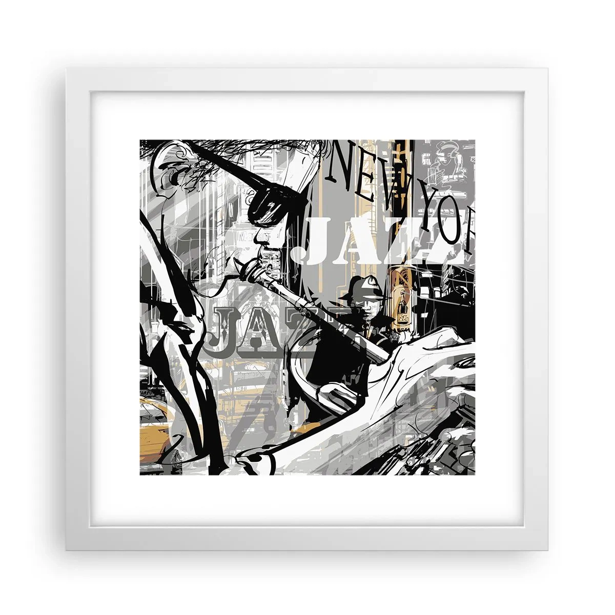 Affisch i vit ram - I New Yorks rytm - 30x30 cm