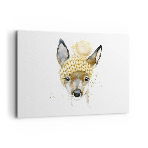 Canvastavla - Bild på duk - För vinter i insnöad skog - 120x80 cm