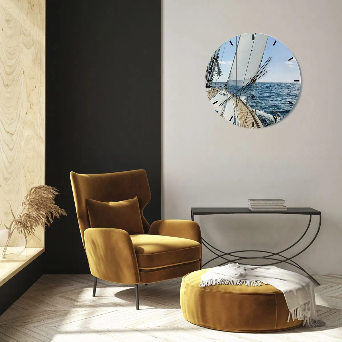 Väggklocka - Klocka på glas - Heja äventyret - 40x40 cm