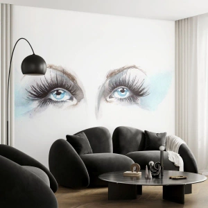 Fototapet Standard Eco - En ängels ögon? - Kvinnans ansikte, Kvinnliga ögon, Bit - 400x280 cm