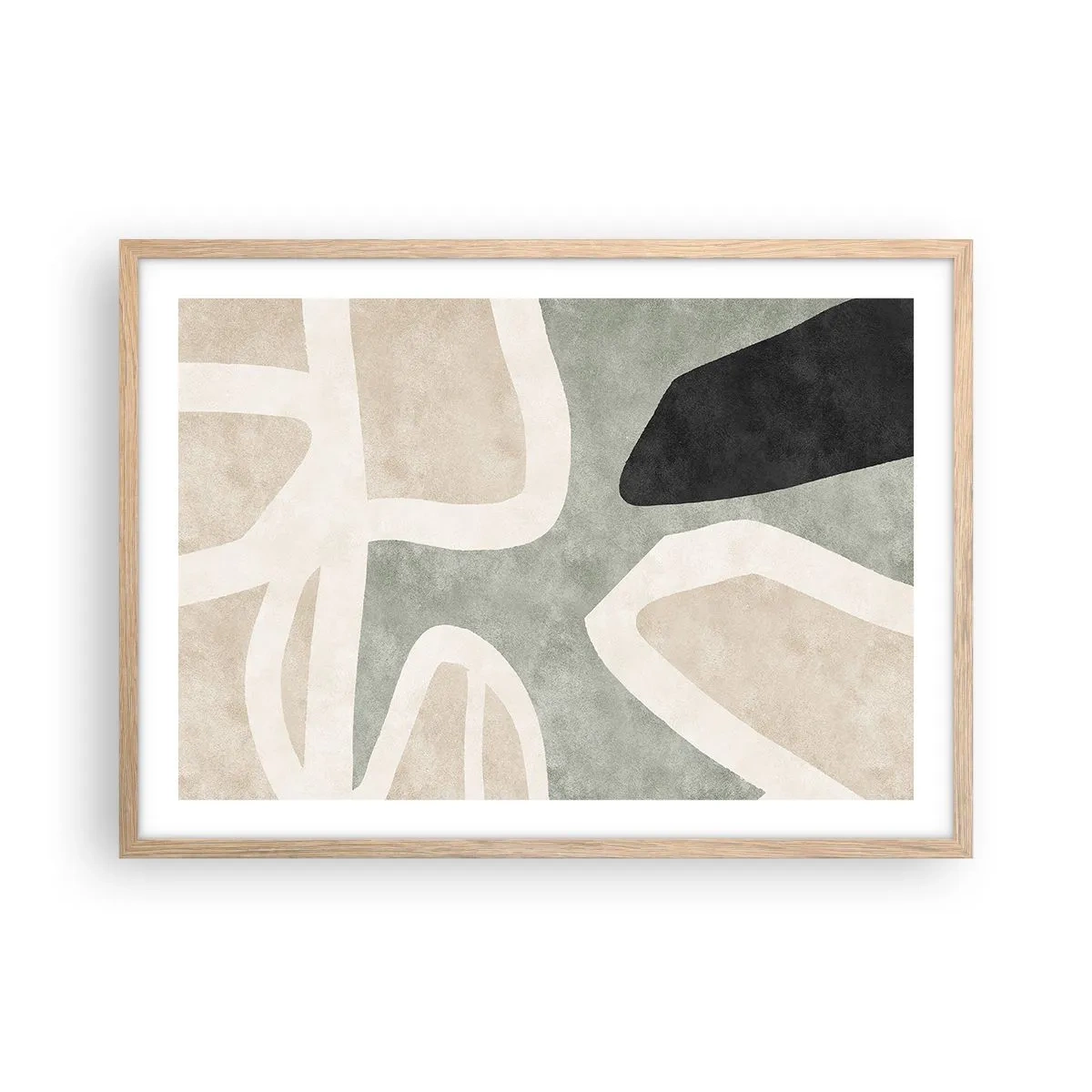 Affisch i ram av ljusek - Komposition med svart motiv - 70x50 cm