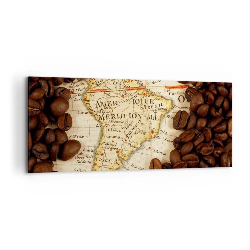 Canvastavla - Bild på duk - Varifrån kommer det bästa kaffet? - 100x40 cm