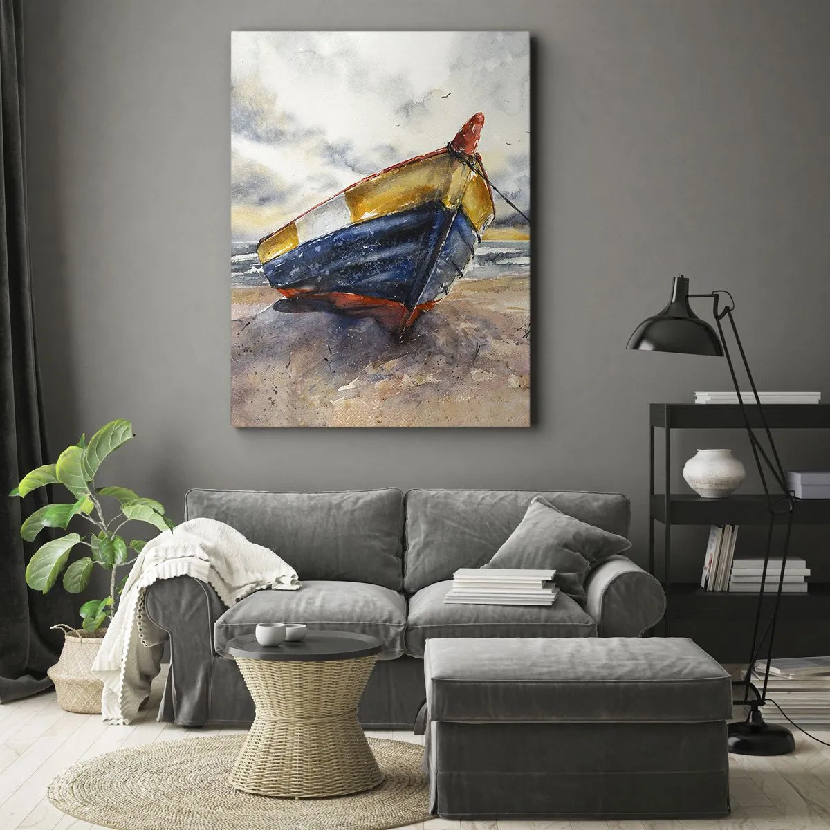 Canvastavla - Bild på duk - Vila på stranden - 45x80 cm
