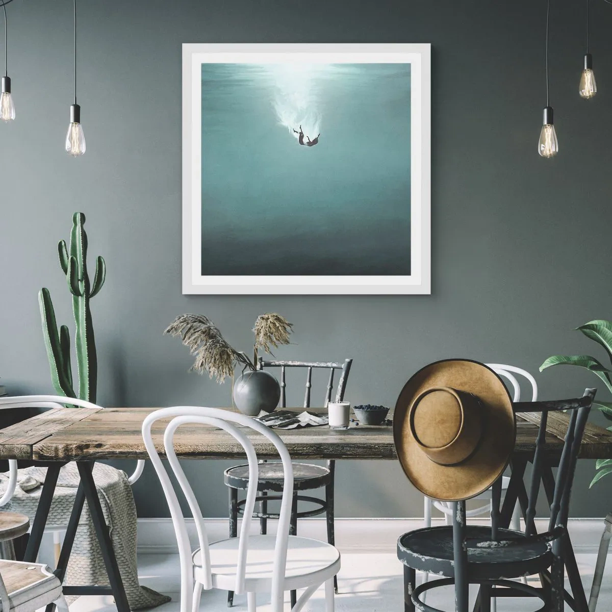 Affisch i vit ram - I havets famn - 60x60 cm