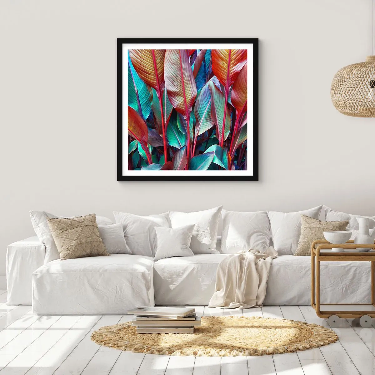 Affisch i svart ram - En färgglad tätskog - 60x60 cm