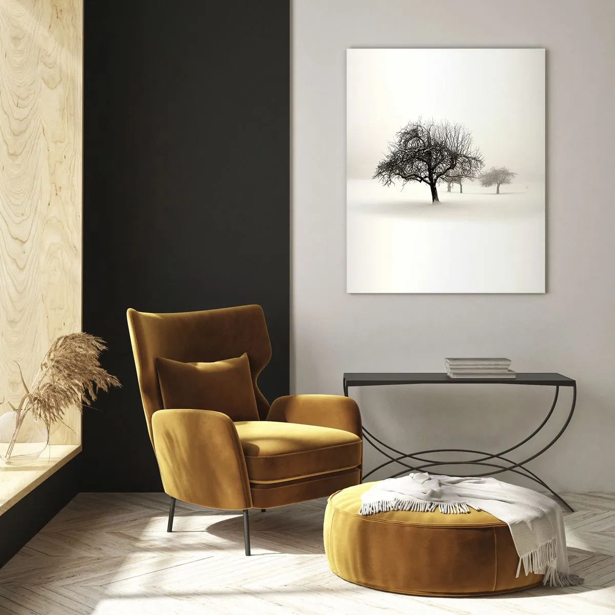 Glastavla - Bild på glas - Vintersömn - 50x70 cm