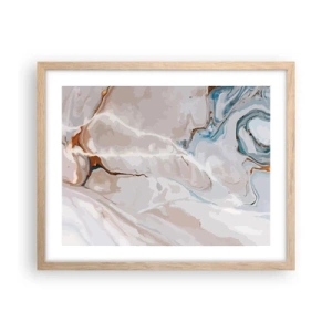 Affisch i ram av ljusek - Blåa meanderlopp under vithet - 50x40 cm