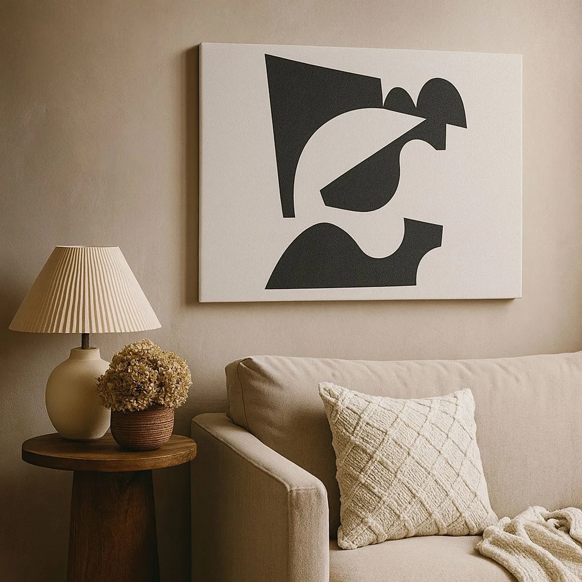 Canvastavla - Bild på duk - Abstrakt geometrisk komposition i svartvitt - 70x50cm - För självmontering - Modern väggdekoration för vardagsrum och sovrum ARTTOR