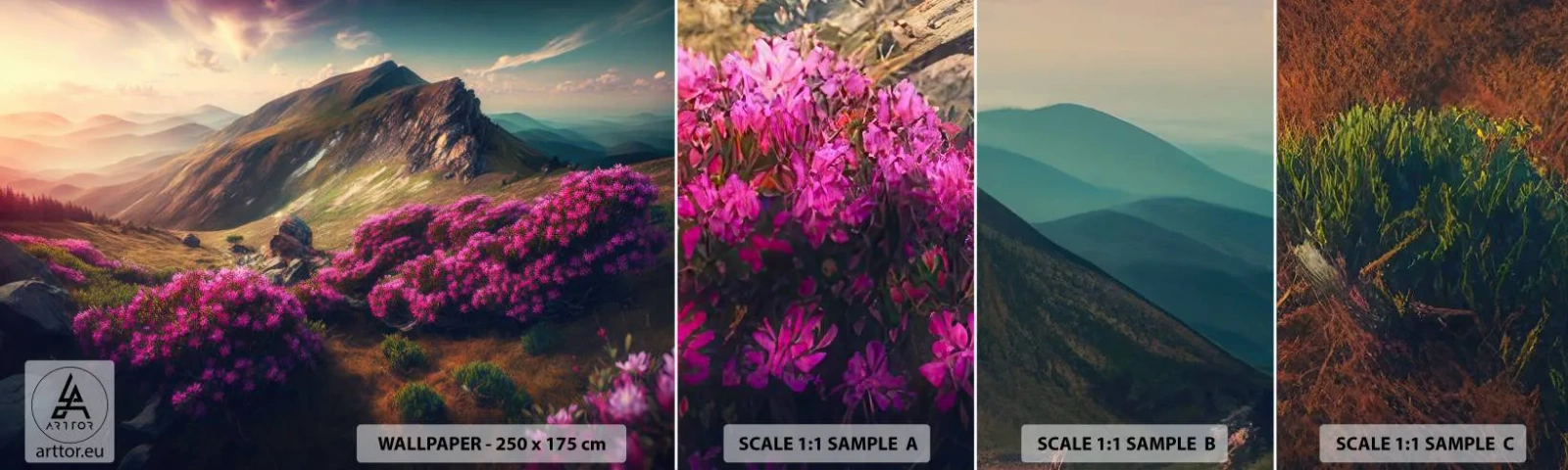 Fototapet Prov Standard Eco - Sommar i fjällen - Landskap, Natur, Berg - 100x30 cm