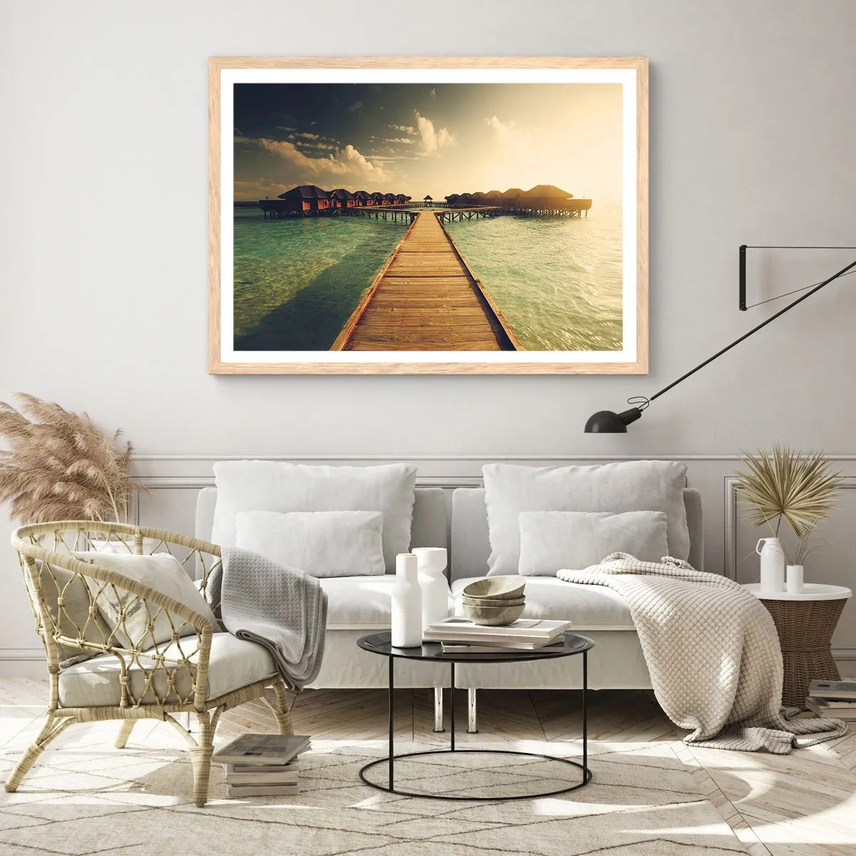 Affisch i ram av ljusek - Varm inbjudan - 70x50 cm