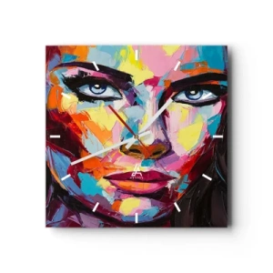 Väggklocka - Klocka på glas - Själen är också färgglad - 30x30 cm