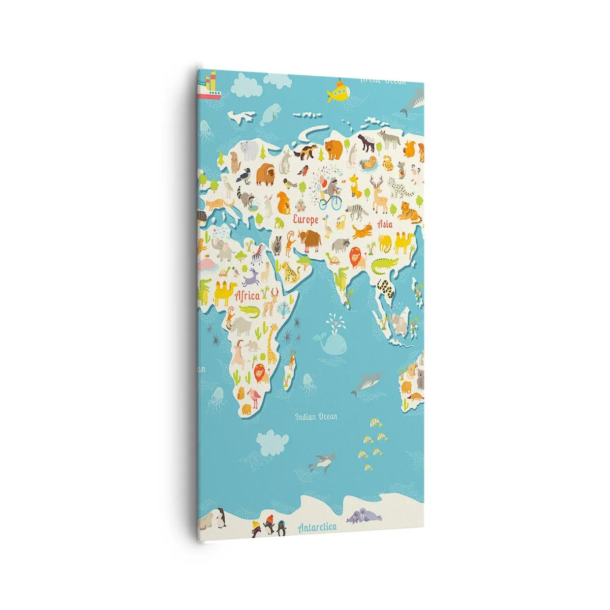 Canvastavla - Bild på duk - Vi älskar hela världen - 65x120 cm