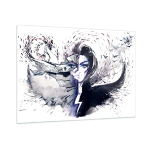 Glastavla - Bild på glas - Demonisk och vacker - 100x70 cm