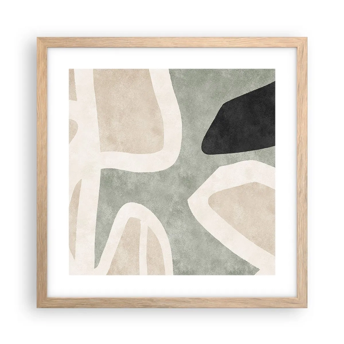 Affisch i ram av ljusek - Komposition med svart motiv - 40x40 cm