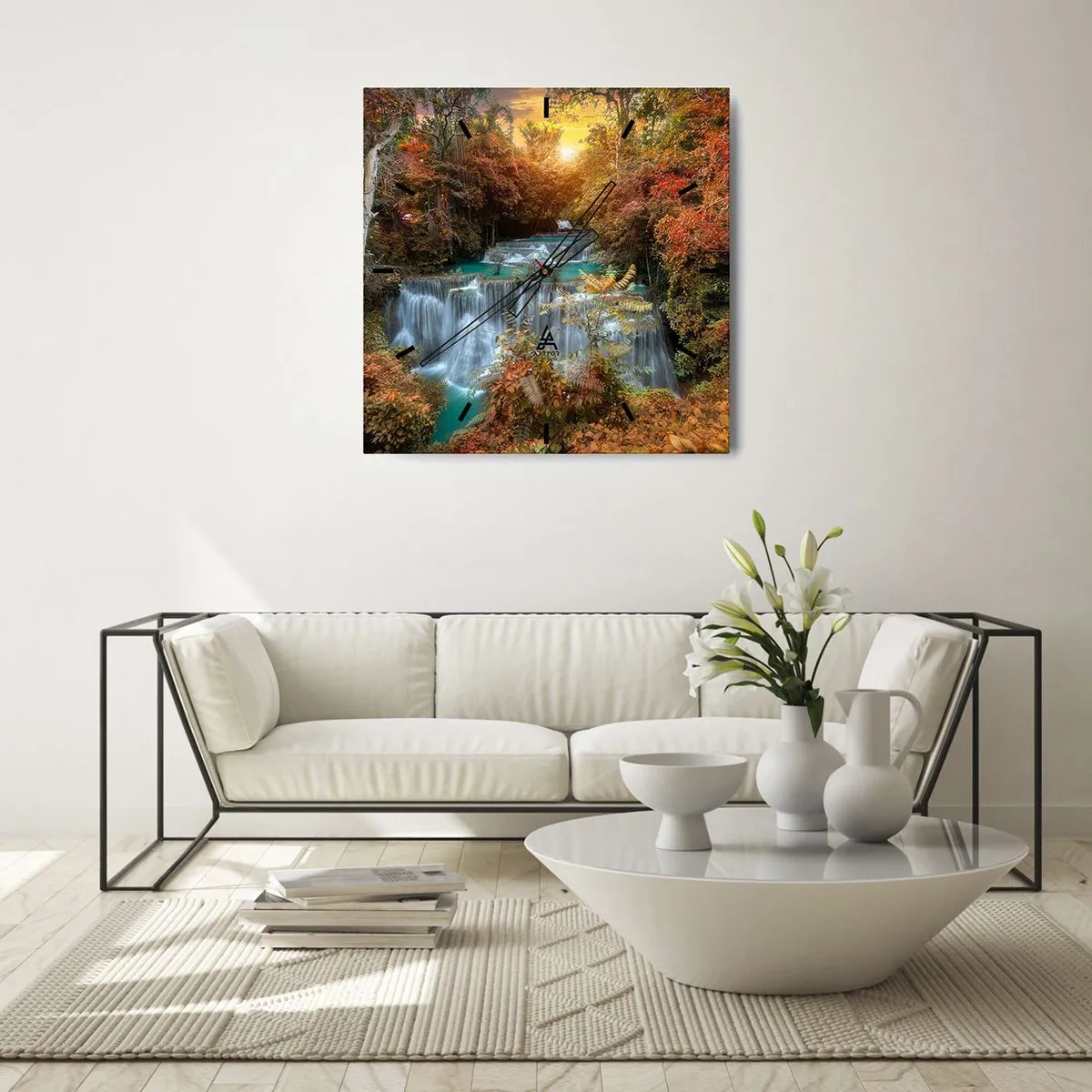 Väggklocka - Klocka på glas - Skogens skatt - 30x30 cm