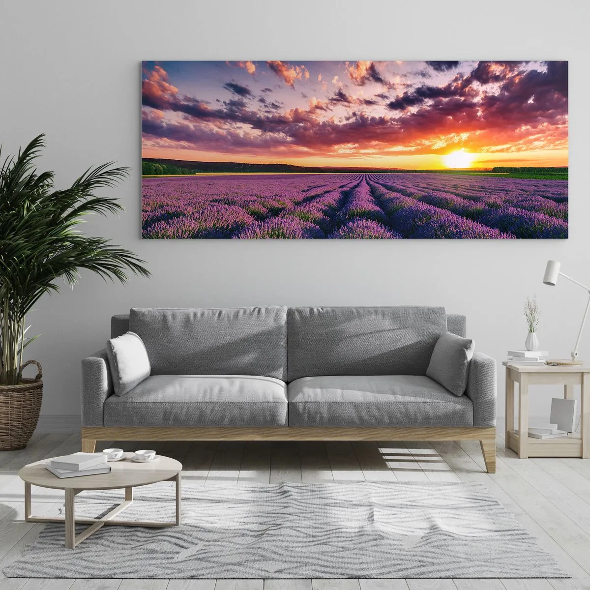 Glastavla - Bild på glas - Lavandelvärld - 100x40 cm