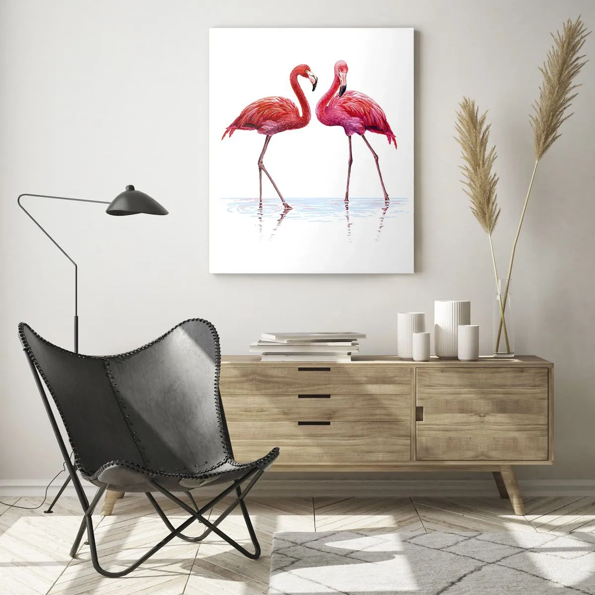 Glastavla - Bild på glas - Rosa rendez-vous - 50x70 cm