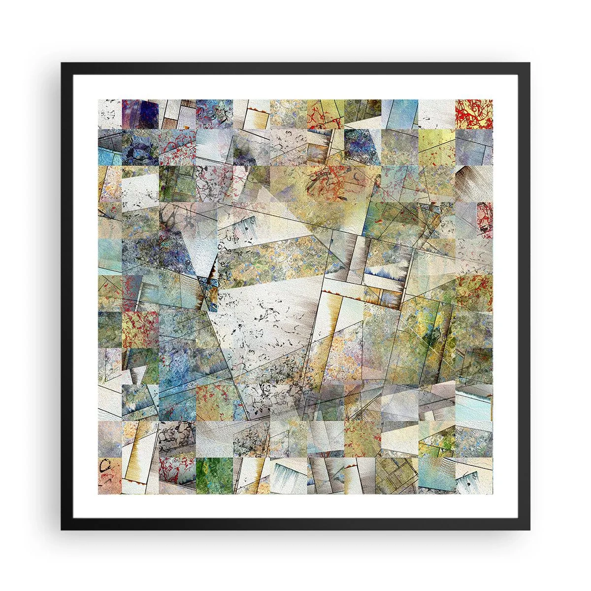 Affisch i svart ram - Geometrisk omblandning - 60x60 cm