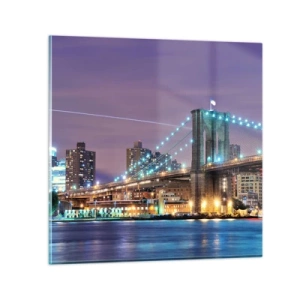 Glastavla - Bild på glas - Brooklyn-bron sedan många år - 70x70 cm