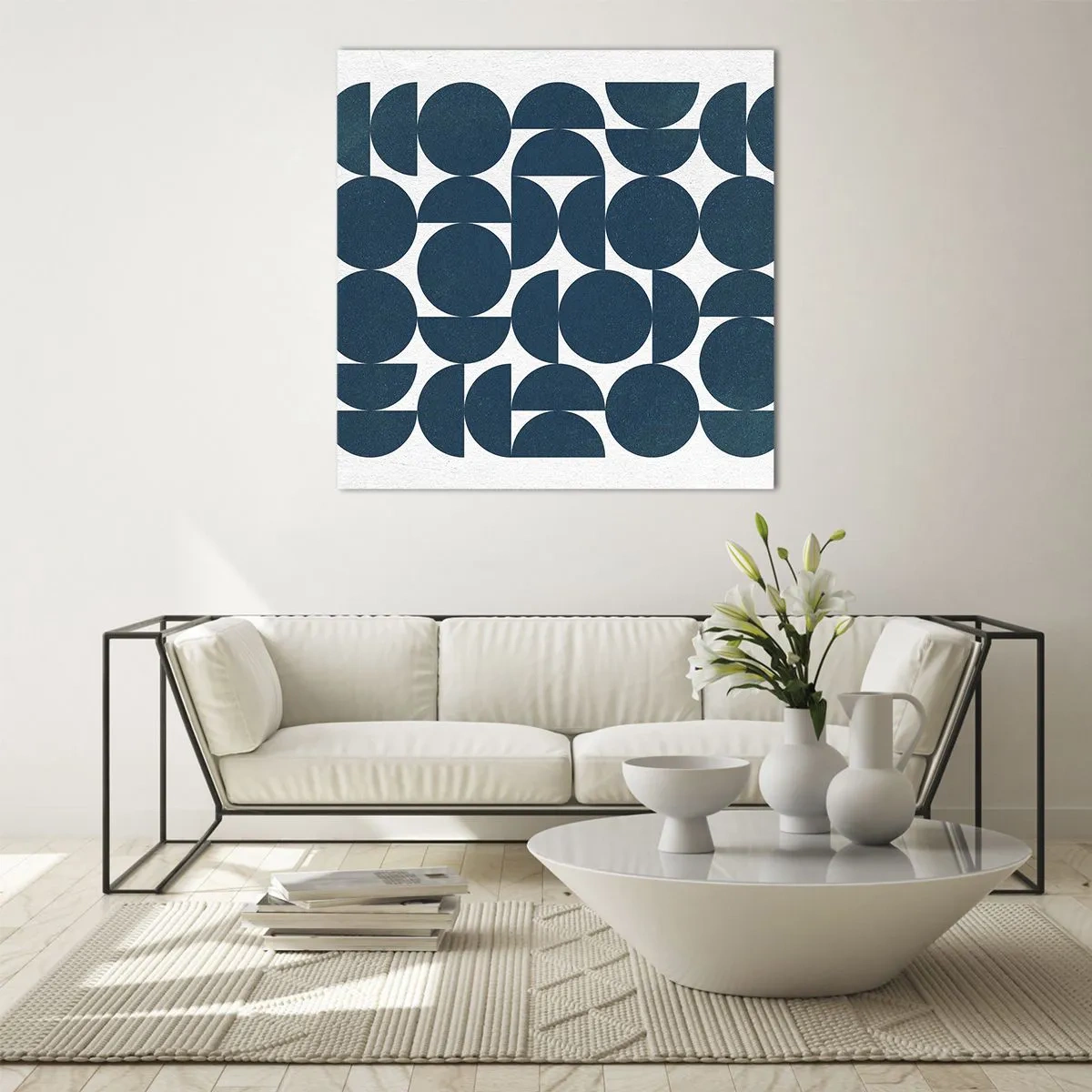 Glastavla - Bild på glas - Cirklar och halvcirklar - 30x30 cm