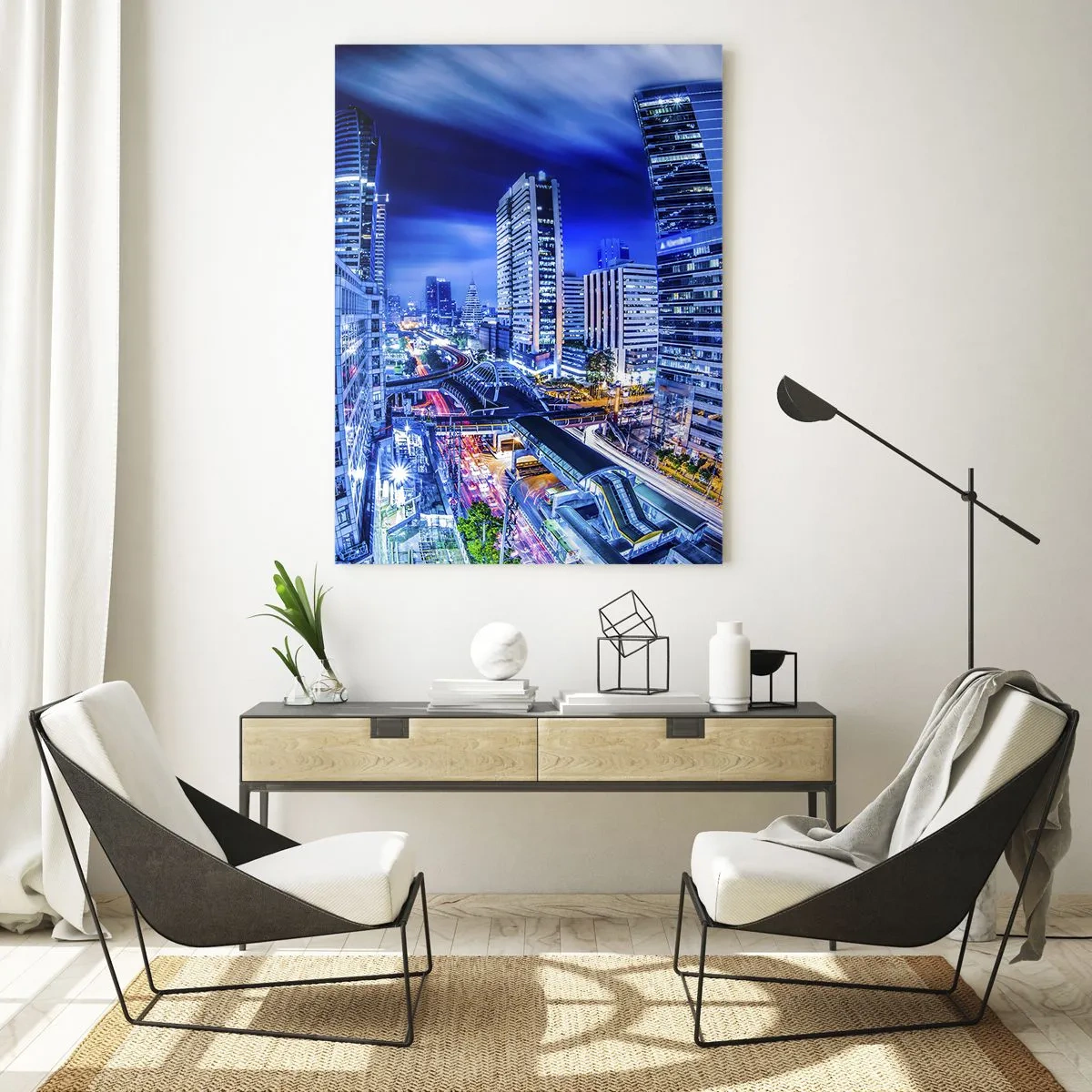 Glastavla - Bild på glas - Stadens nattrytmer - 50x70 cm