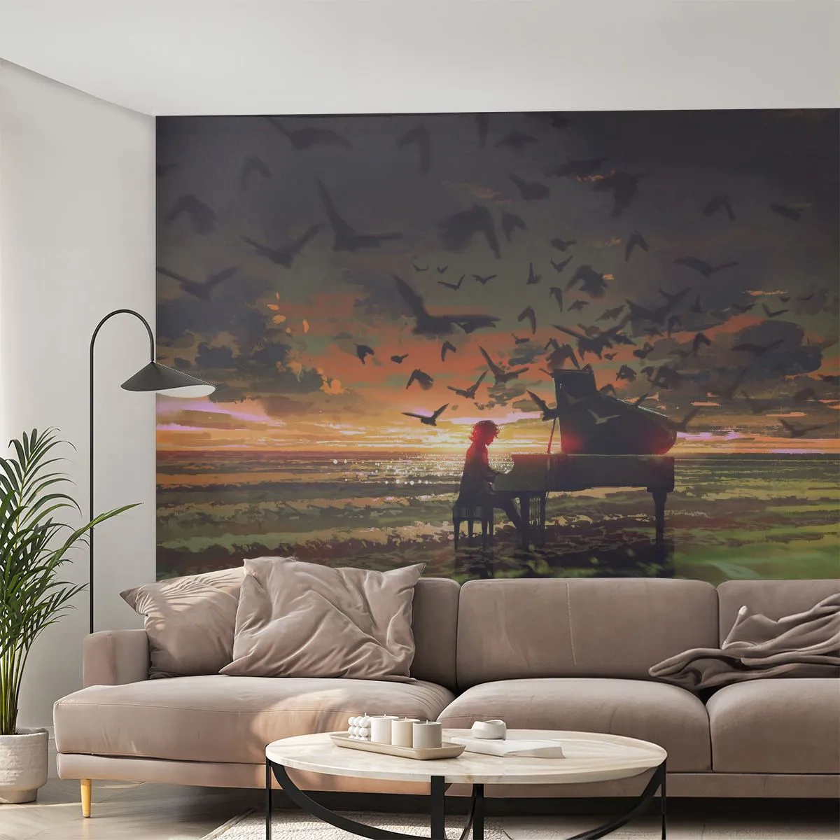 Fototapet Premium Canvas - Konsert för piano och vågor - Abstraktion, Piano, musik - 150x105 cm