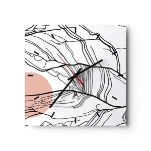 Väggklocka - Klocka på glas - I grenarnas nät - 40x40 cm