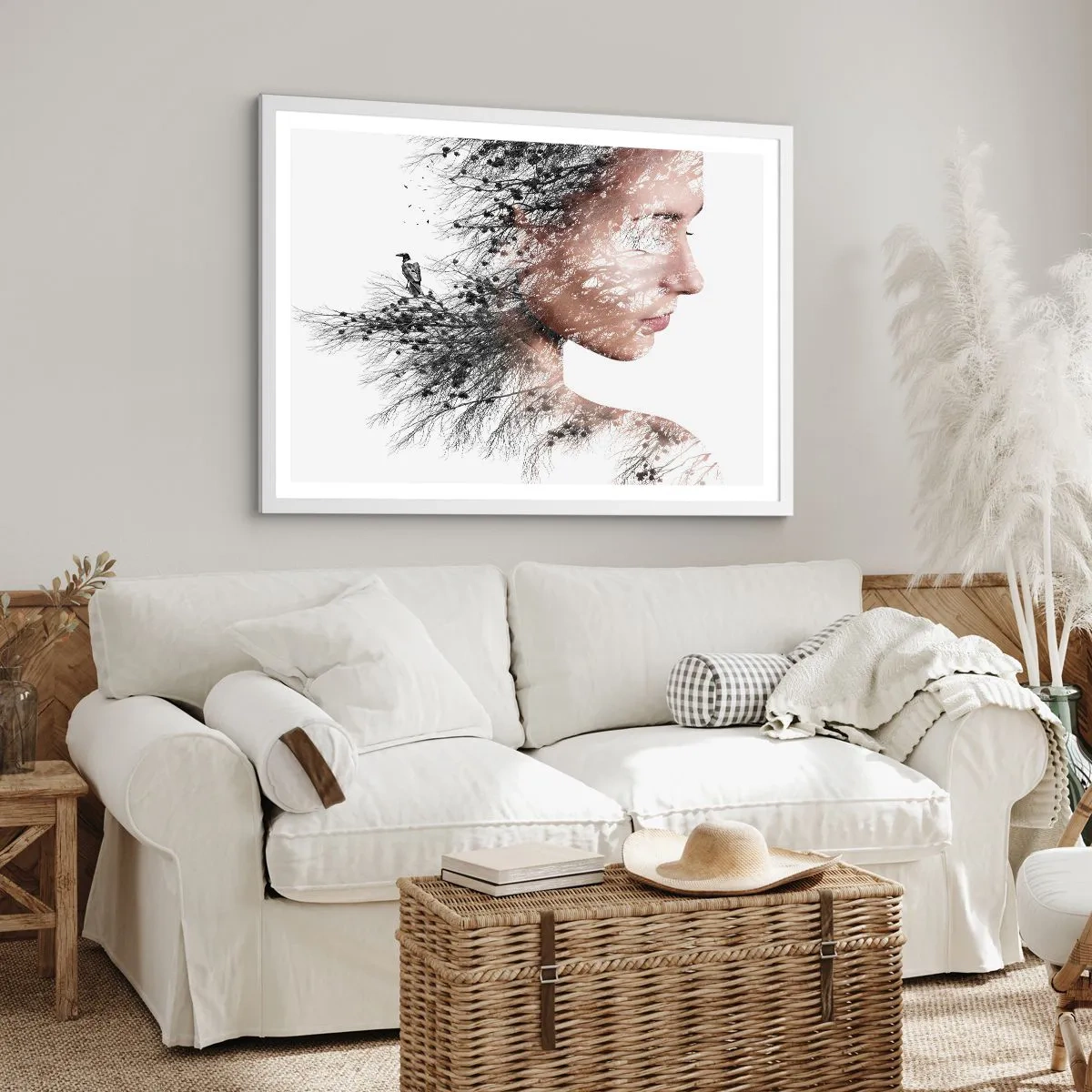 Affisch i vit ram - Skogens ande - 100x70 cm