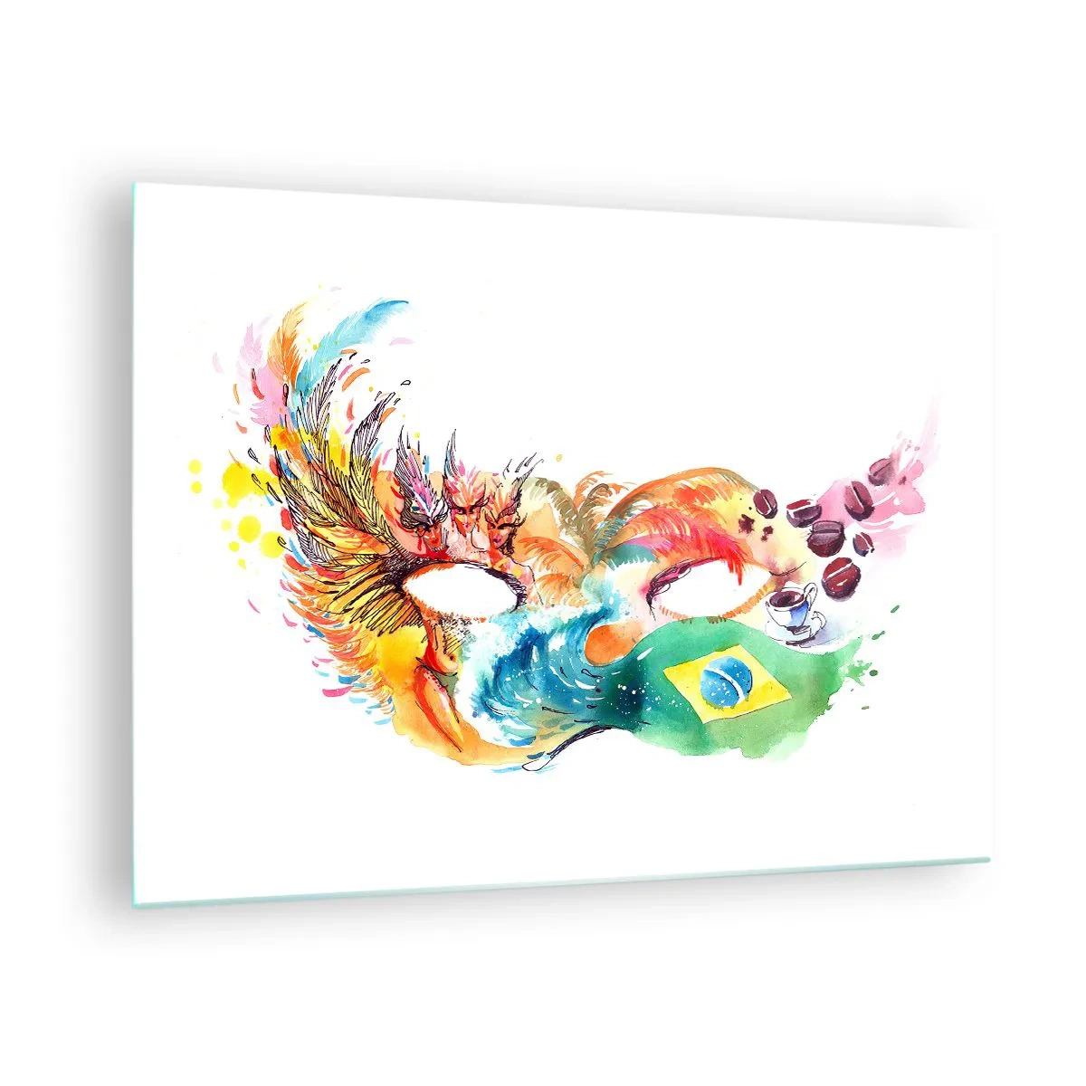 Glastavla - Bild på glas - Brasilien hälsar välkommen med samba - 70x50 cm