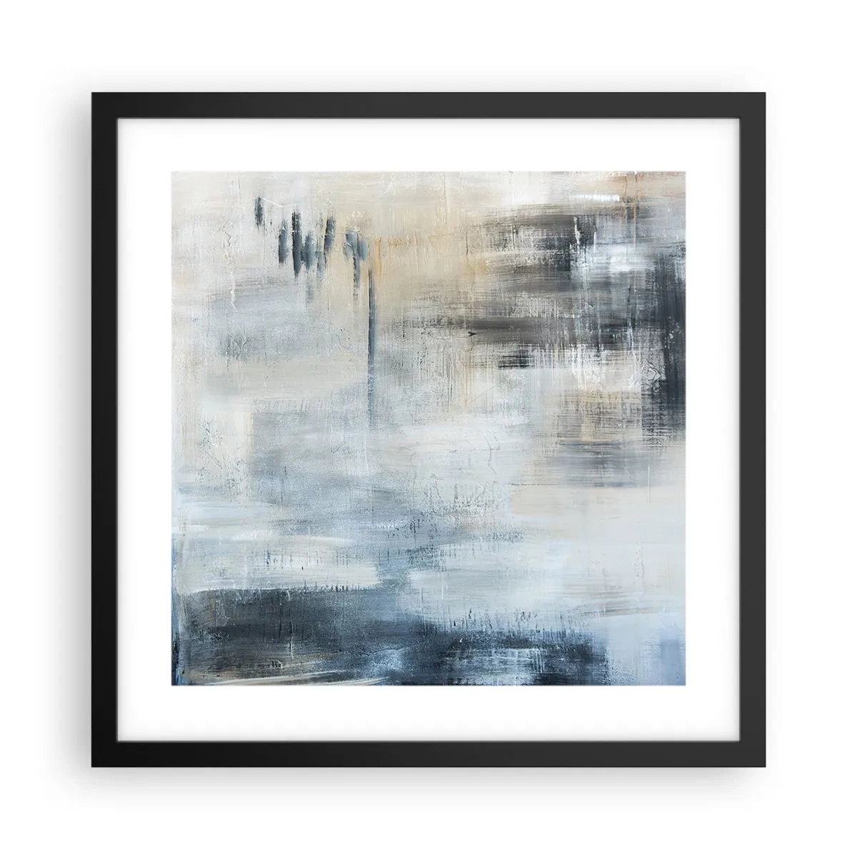 Affisch i svart ram - Bakom en blå slöja - 40x40 cm